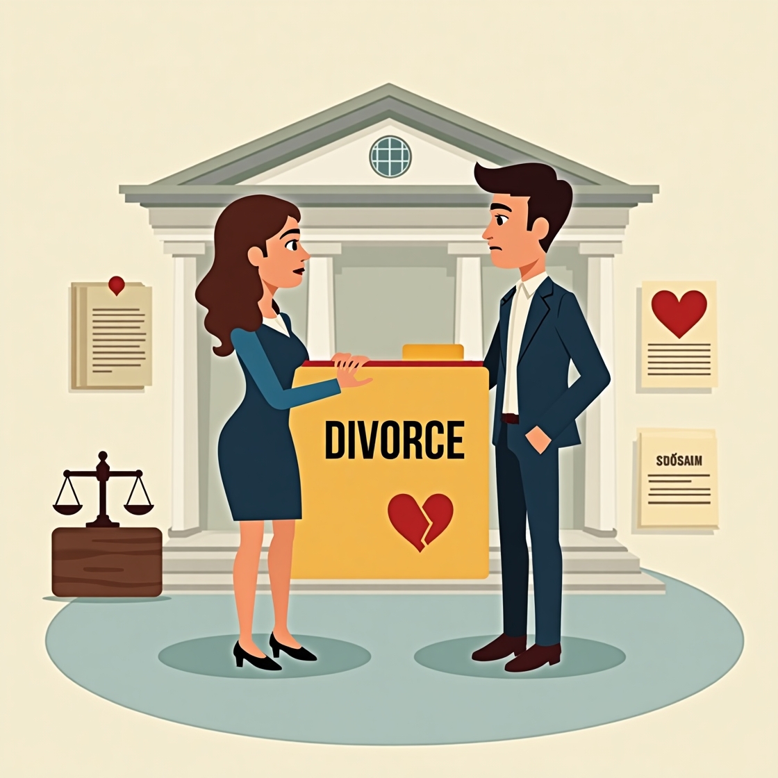 Flux Dev A symbolic legal illustration showing a man and a wom 0