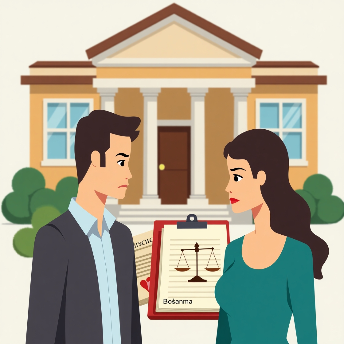 Flux Dev A symbolic legal illustration showing a man and a wom 1